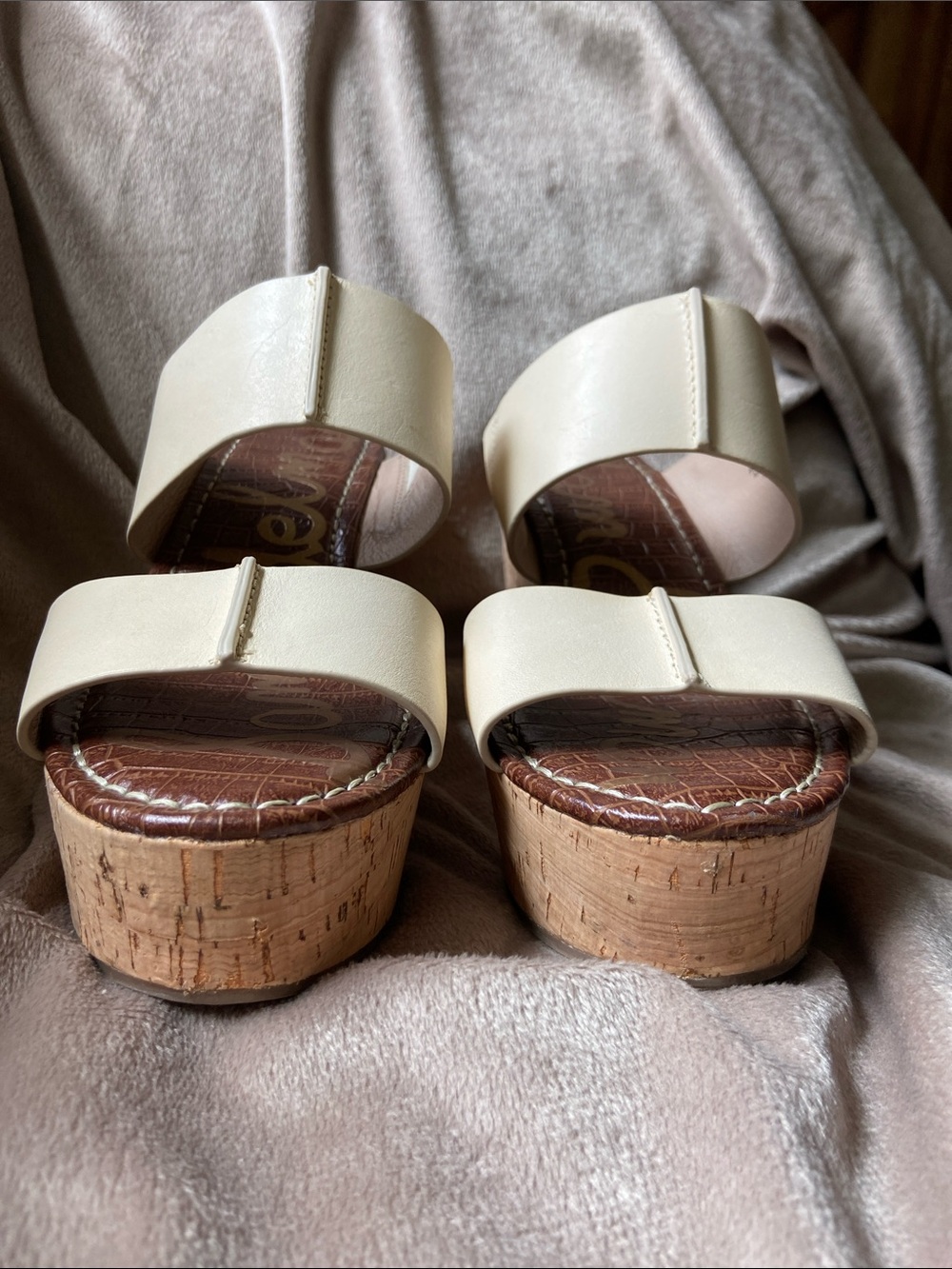 Sam Edelman Damara Leather Platform Cork Wedge Sandals - Size 8 - Picture 3 of 9